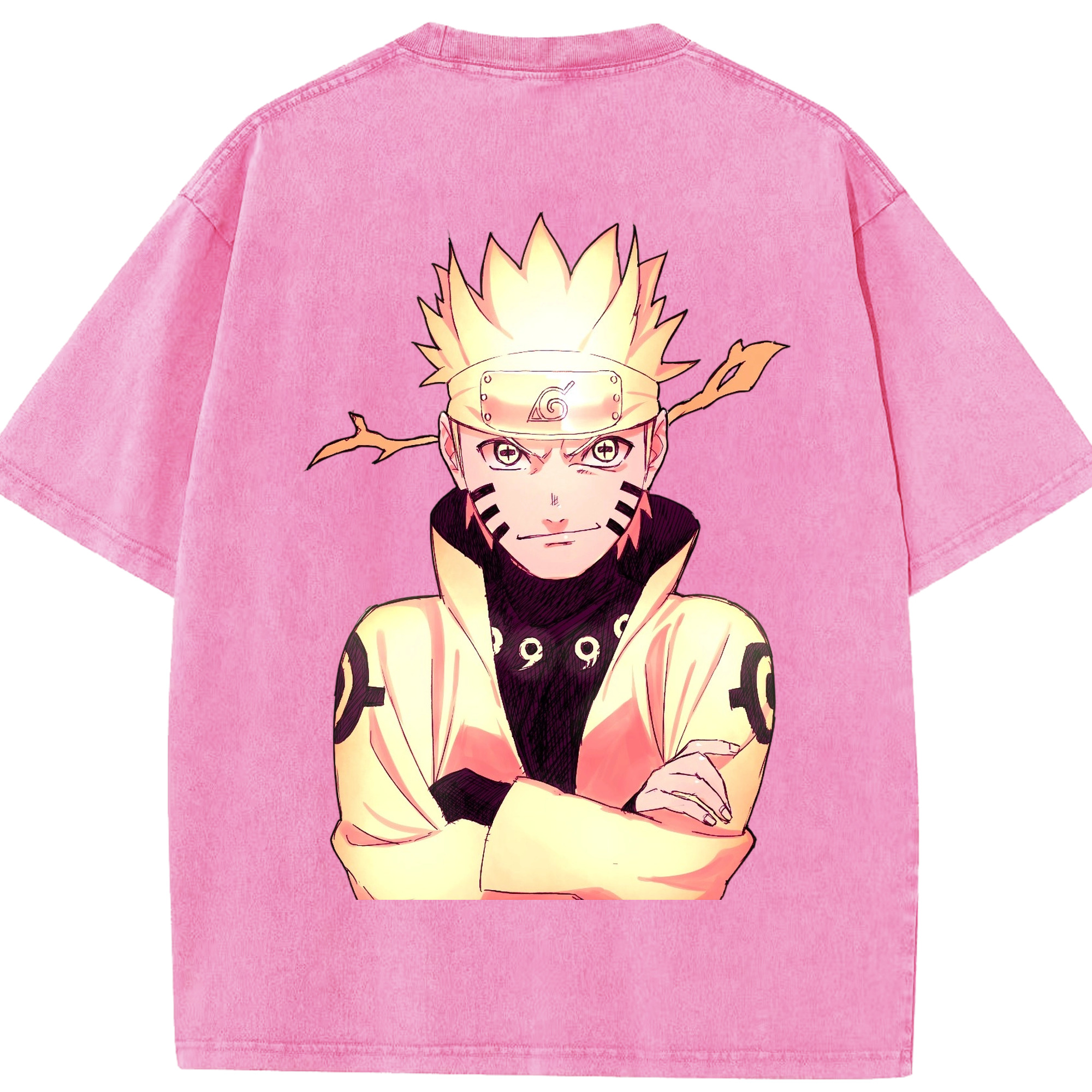 （画像用） NARUTO -ナルト- うずまき ナルト Uzumaki Naruto 綿100% ヴィンテージ風 半袖Tシャツ（背面プリント）